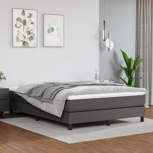 Spring bed mattress, gray, 140x200x20 cm, eco-leather