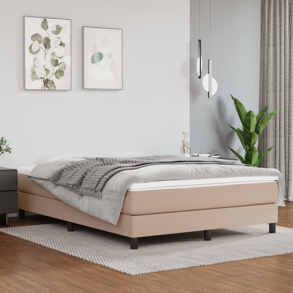 Spring mattress, cappuccino, 140x200x20 cm, eco-leather