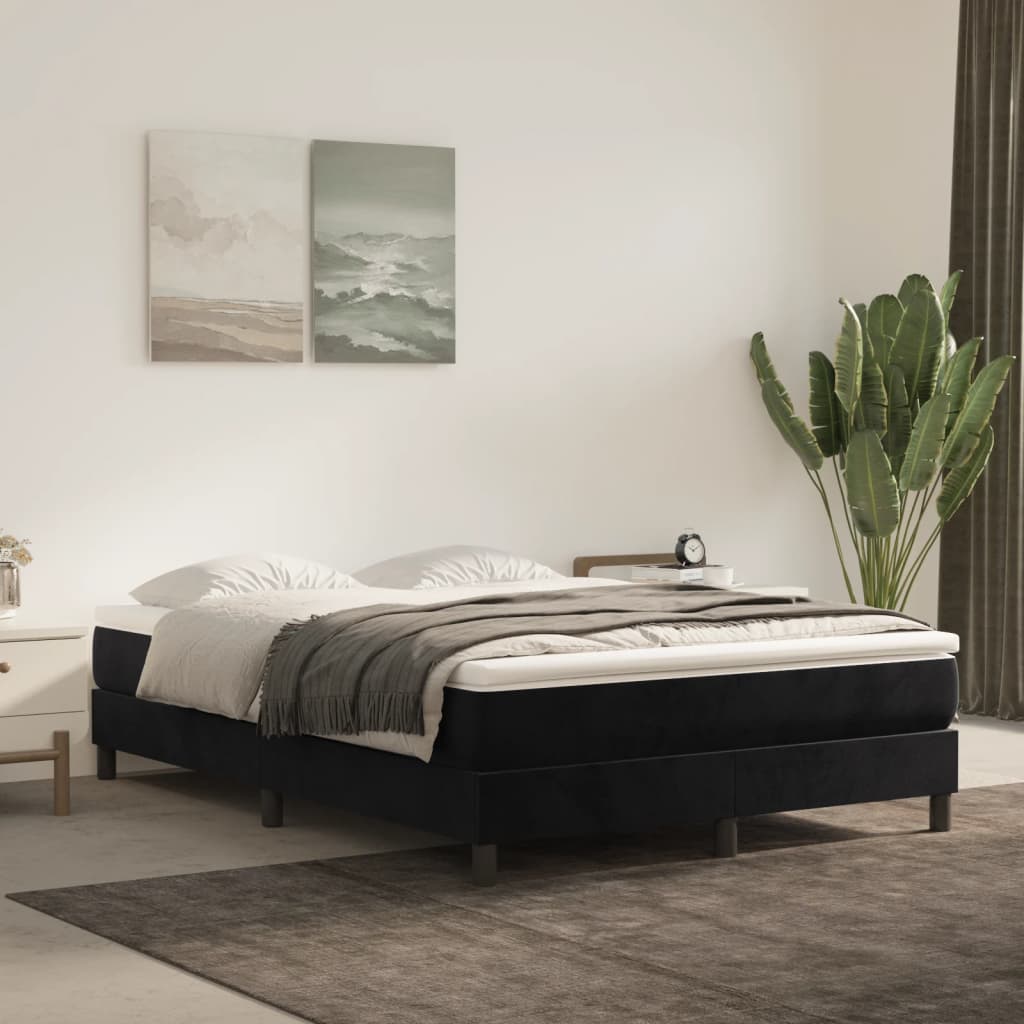 Spring mattress, black, 140x200x20 cm, velvet