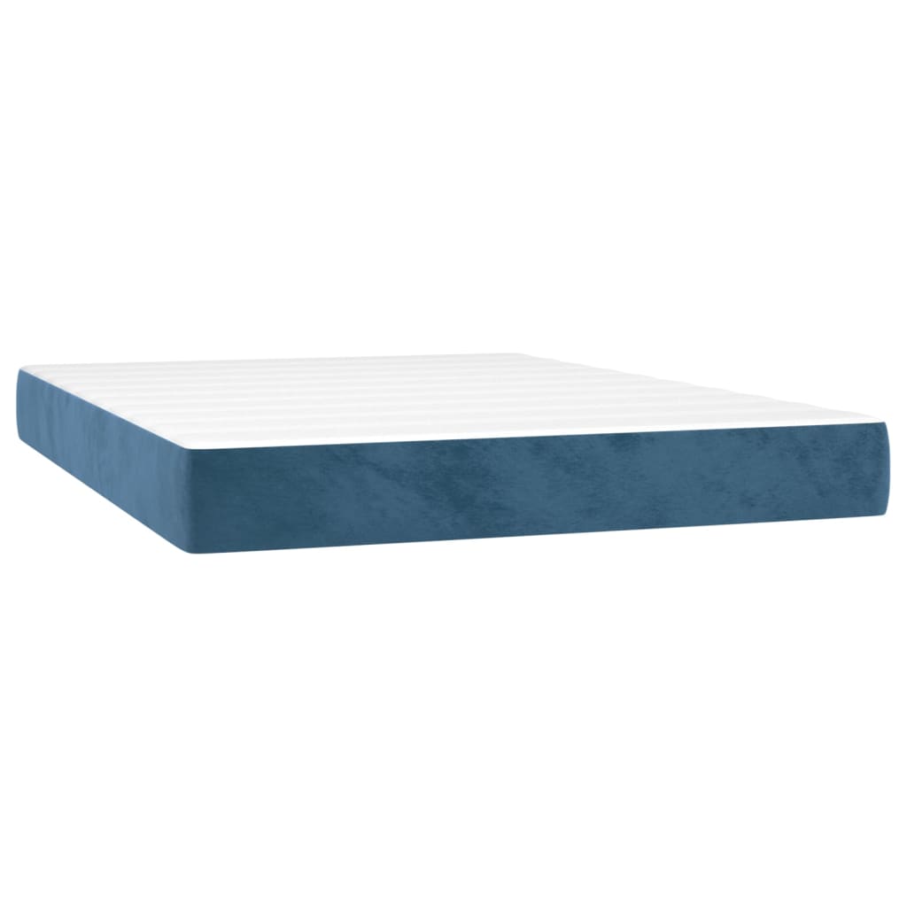 Spring bed mattress, dark blue, 140x200x20cm, velvet