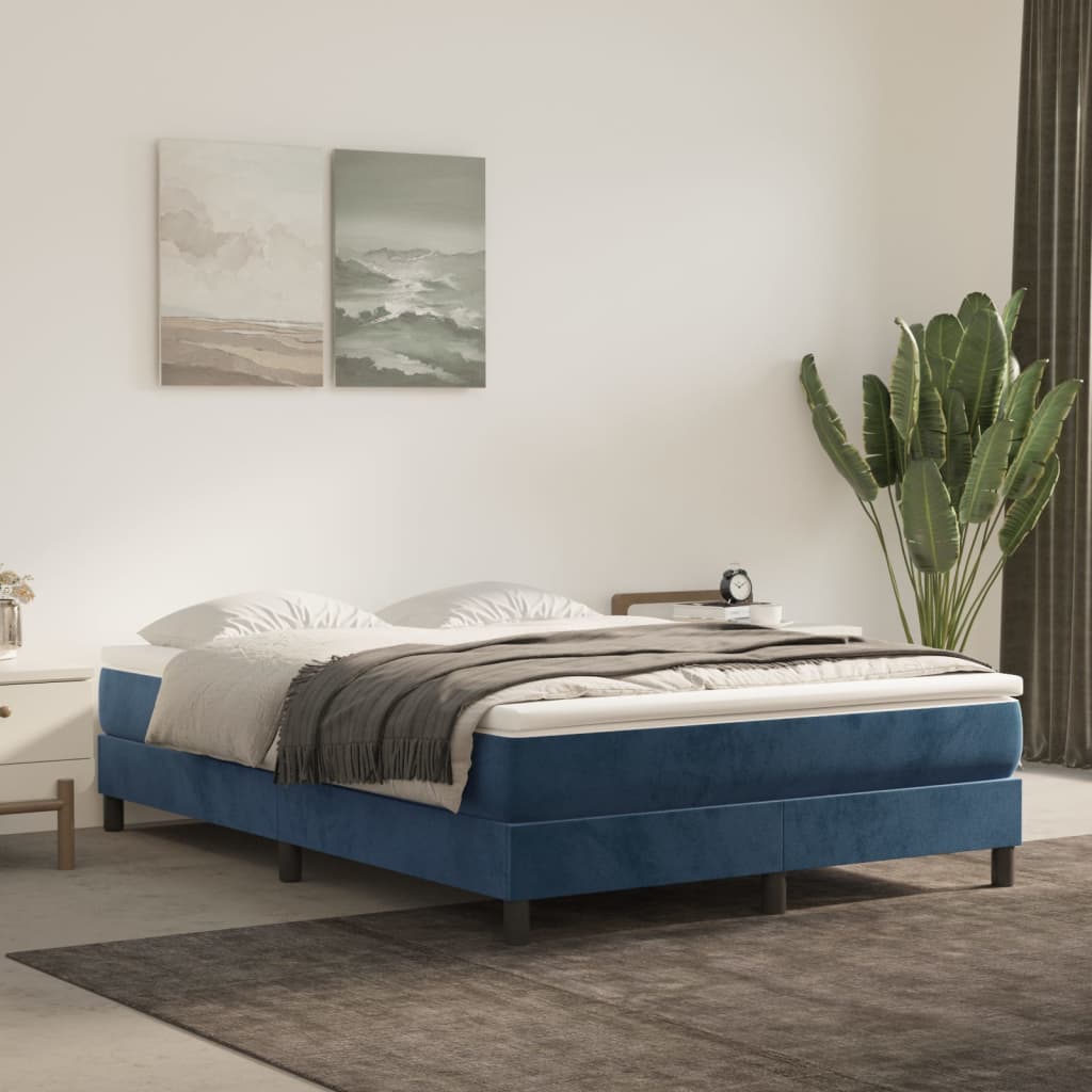 Spring bed mattress, dark blue, 140x200x20cm, velvet