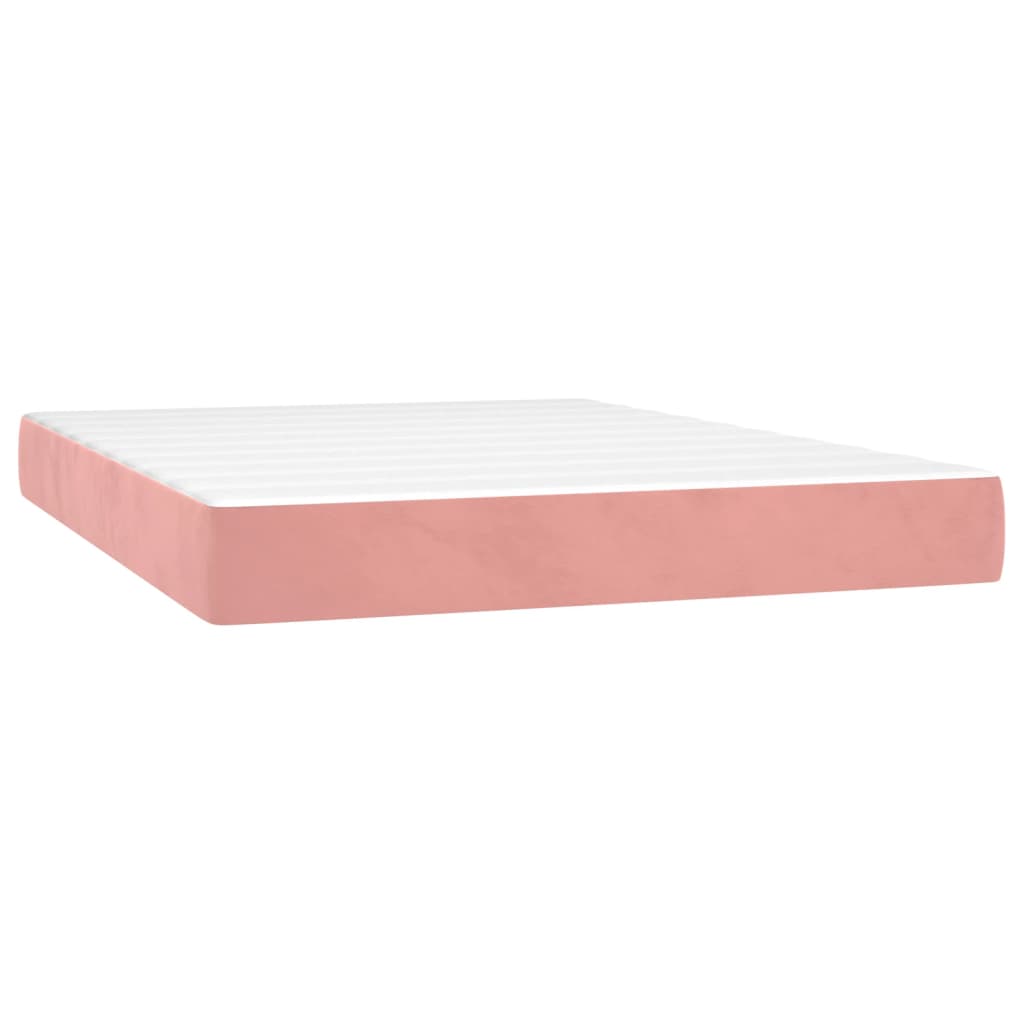 Spring mattress, pink, 140x200x20 cm, velvet