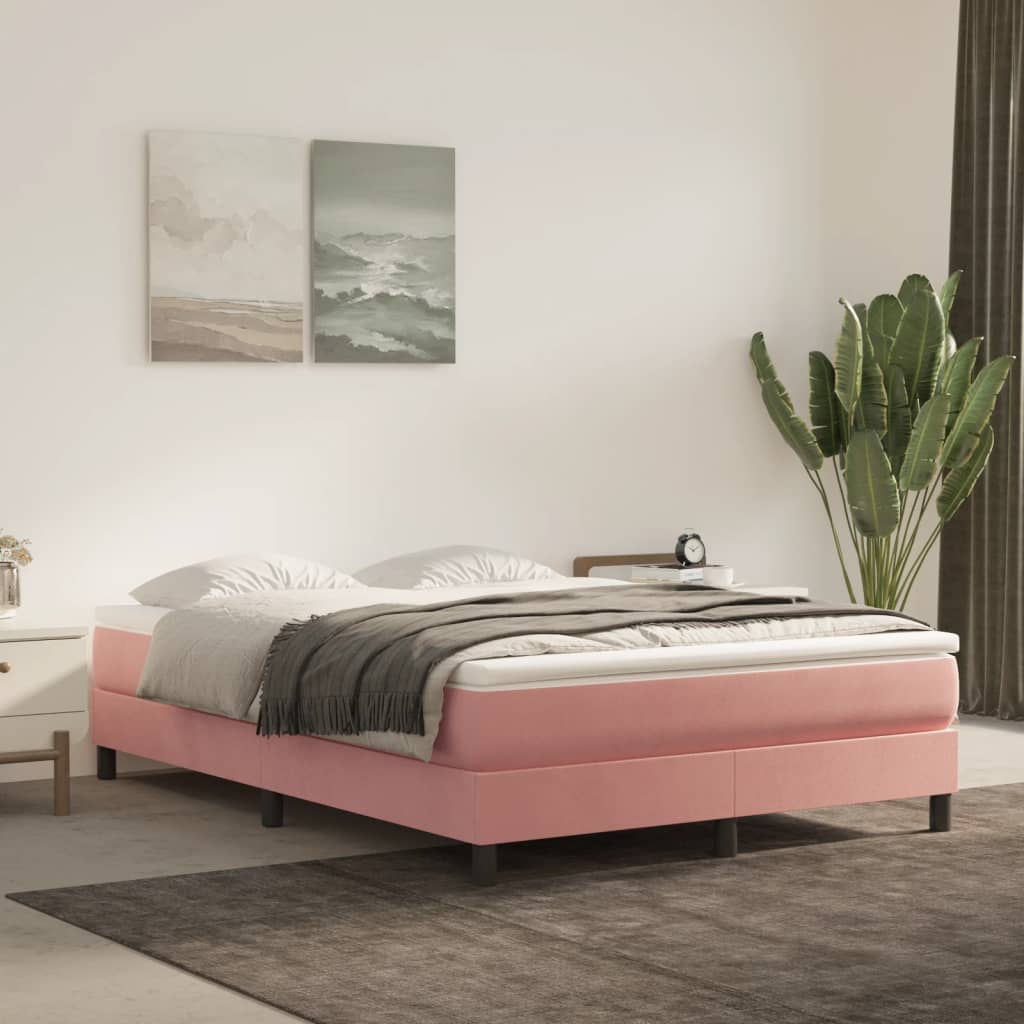 Spring mattress, pink, 140x200x20 cm, velvet