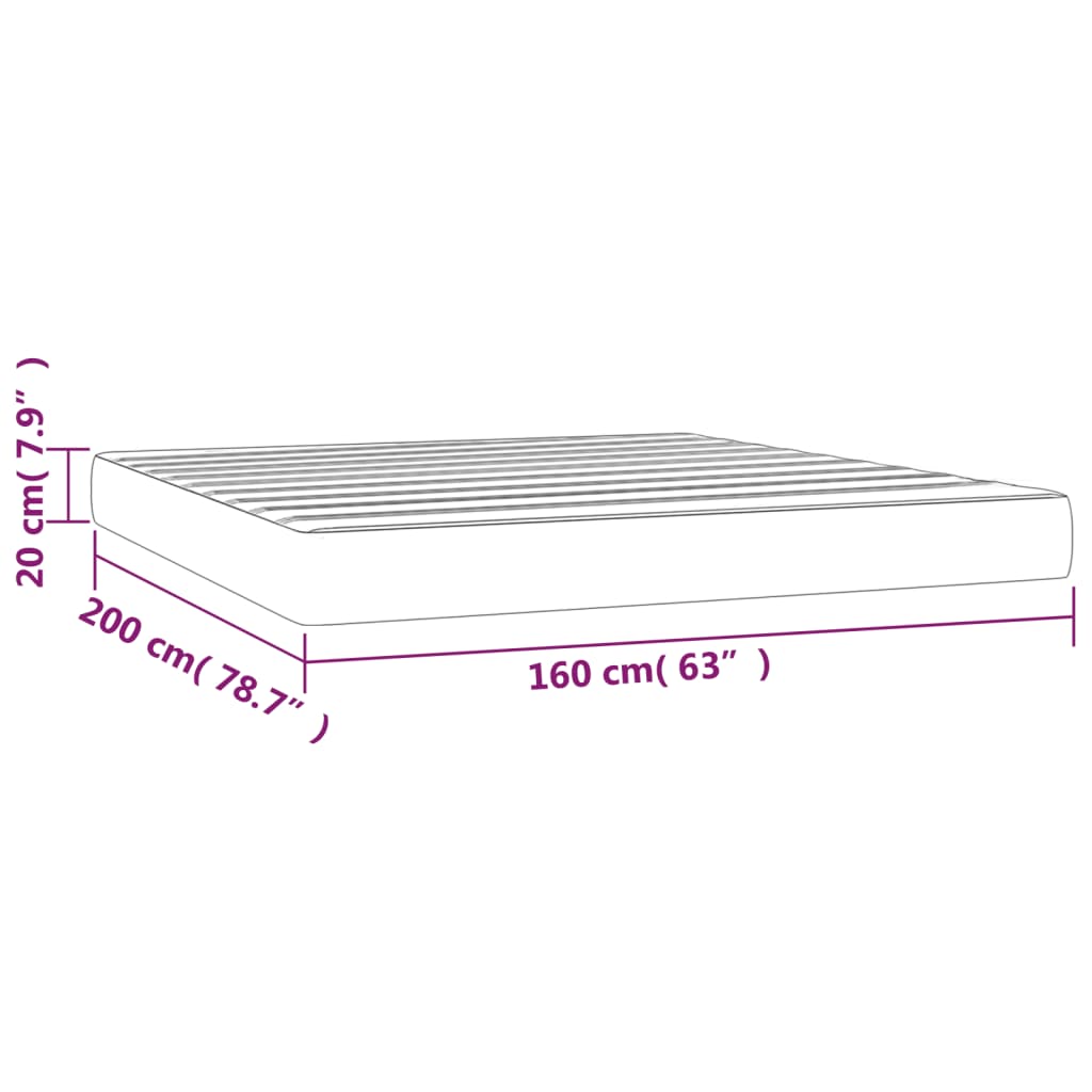 Spring bed mattress, dark grey, 160x200x20 cm, textile