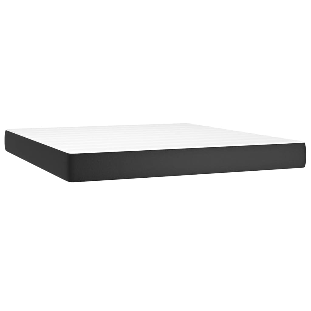 Spring bed mattress, black, 160x200x20 cm, eco-leather