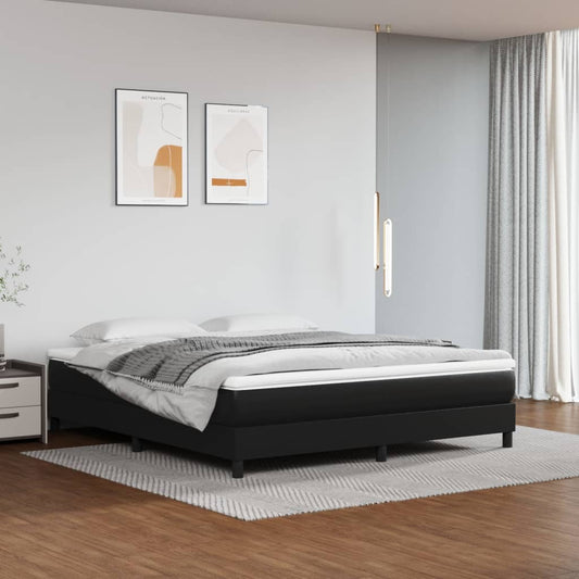 Spring bed mattress, black, 160x200x20 cm, eco-leather