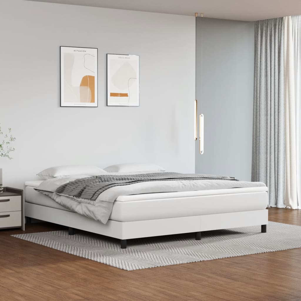 Spring bed mattress, white, 160x200x20 cm, eco-leather