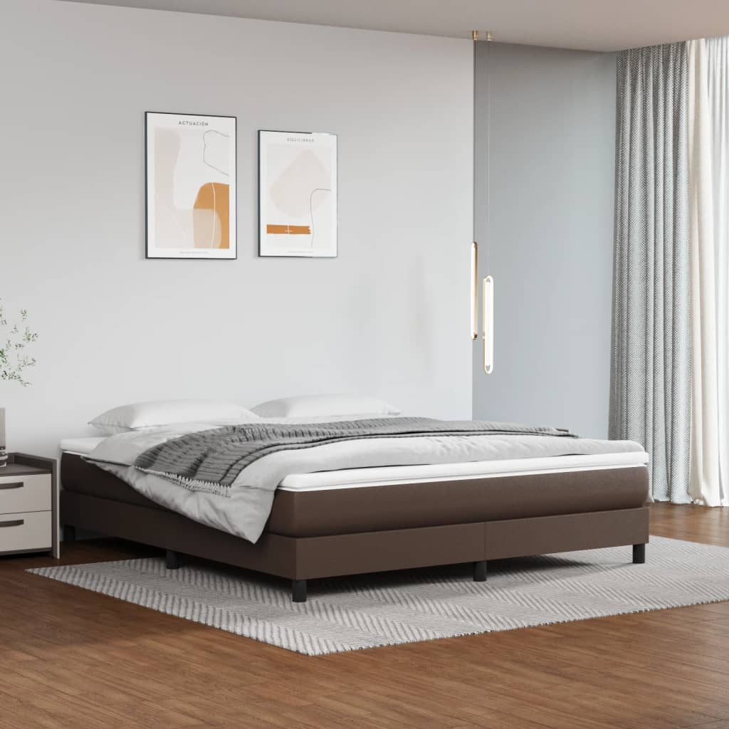 Spring mattress, brown, 160x200x20 cm, eco-leather