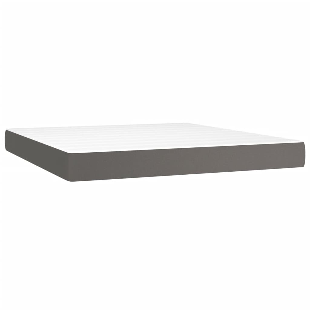 Spring bed mattress, gray, 160x200x20 cm, eco-leather