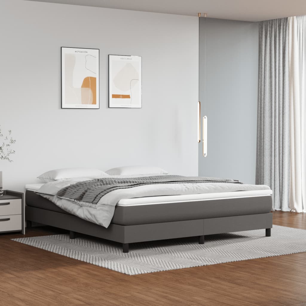 Spring bed mattress, gray, 160x200x20 cm, eco-leather