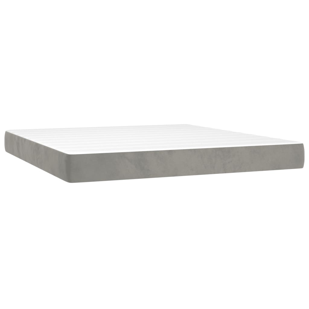 Spring bed mattress, light grey, 160x200x20 cm, velvet