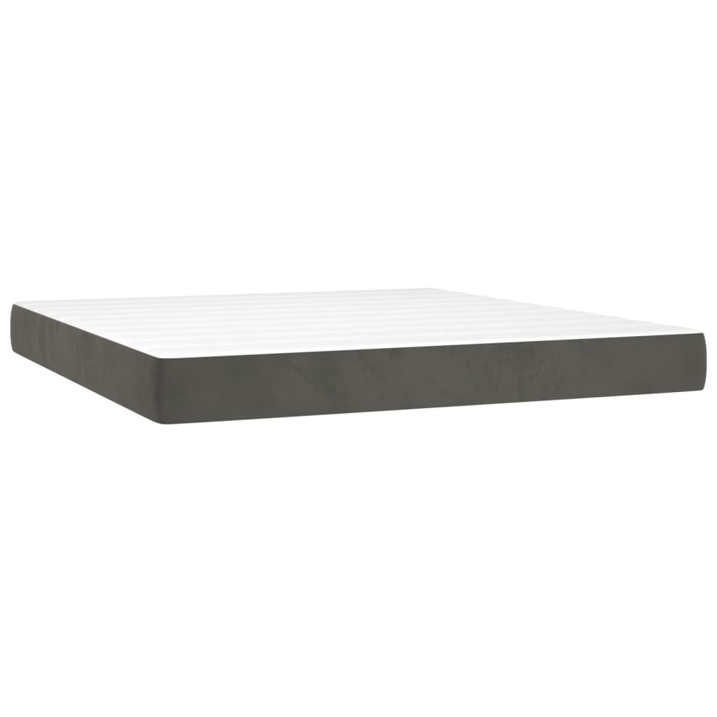 Spring bed mattress, dark grey, 160x200x20 cm, velvet