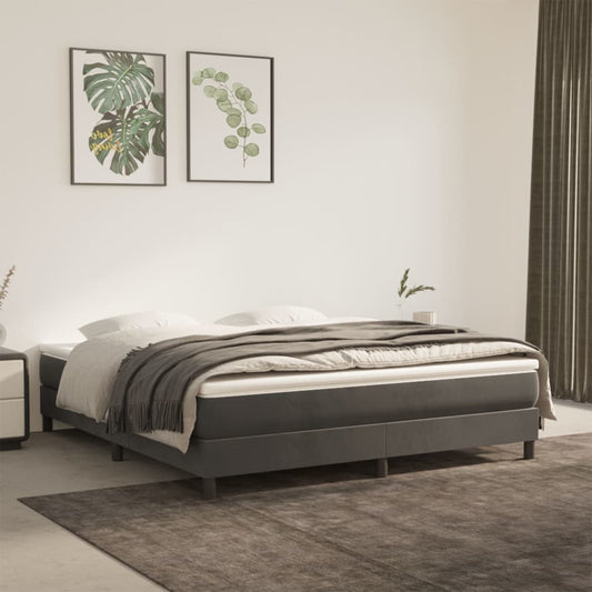 Spring bed mattress, dark grey, 160x200x20 cm, velvet