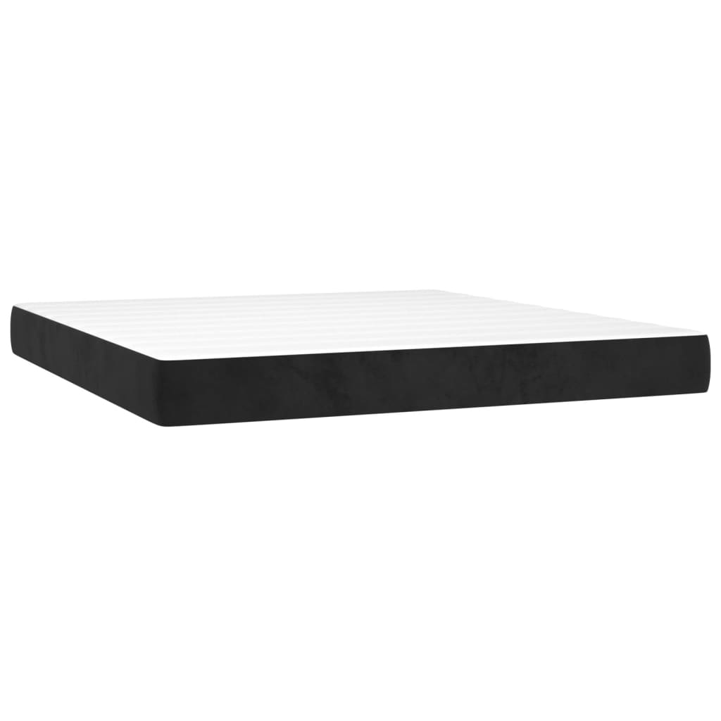 Spring mattress, black, 160x200x20 cm, velvet