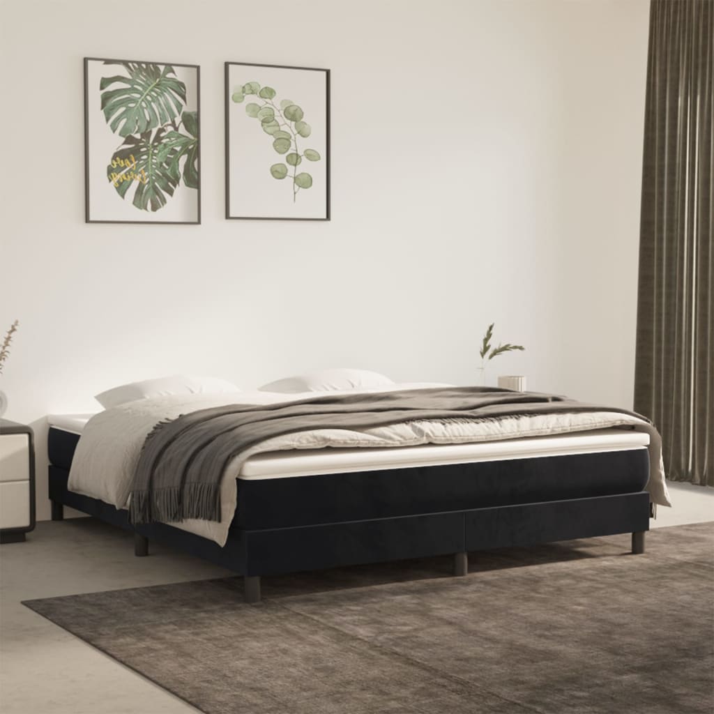 Spring mattress, black, 160x200x20 cm, velvet