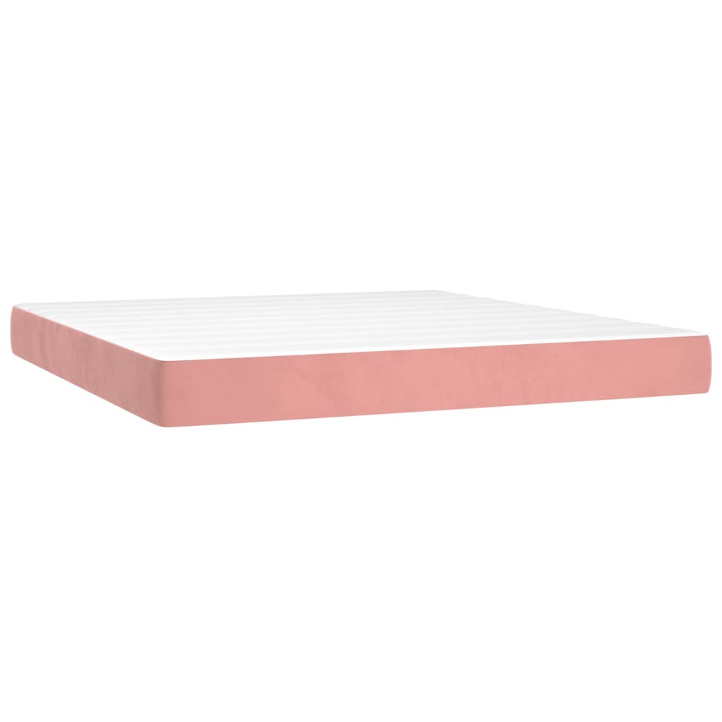 Spring mattress, pink, 160x200x20 cm, velvet