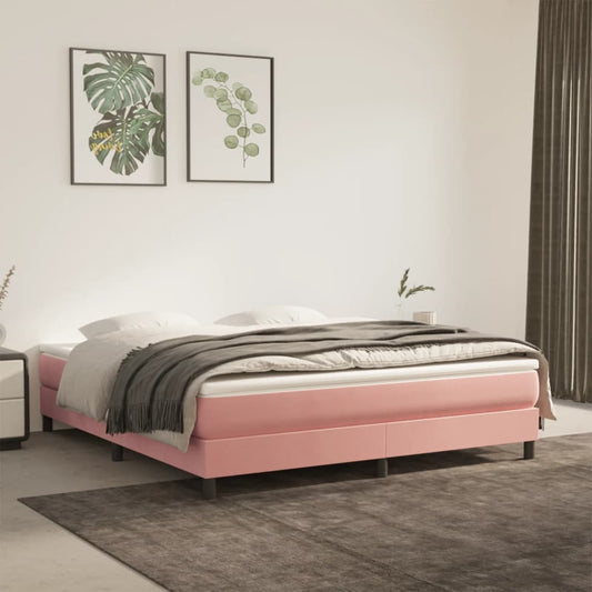 Spring mattress, pink, 160x200x20 cm, velvet