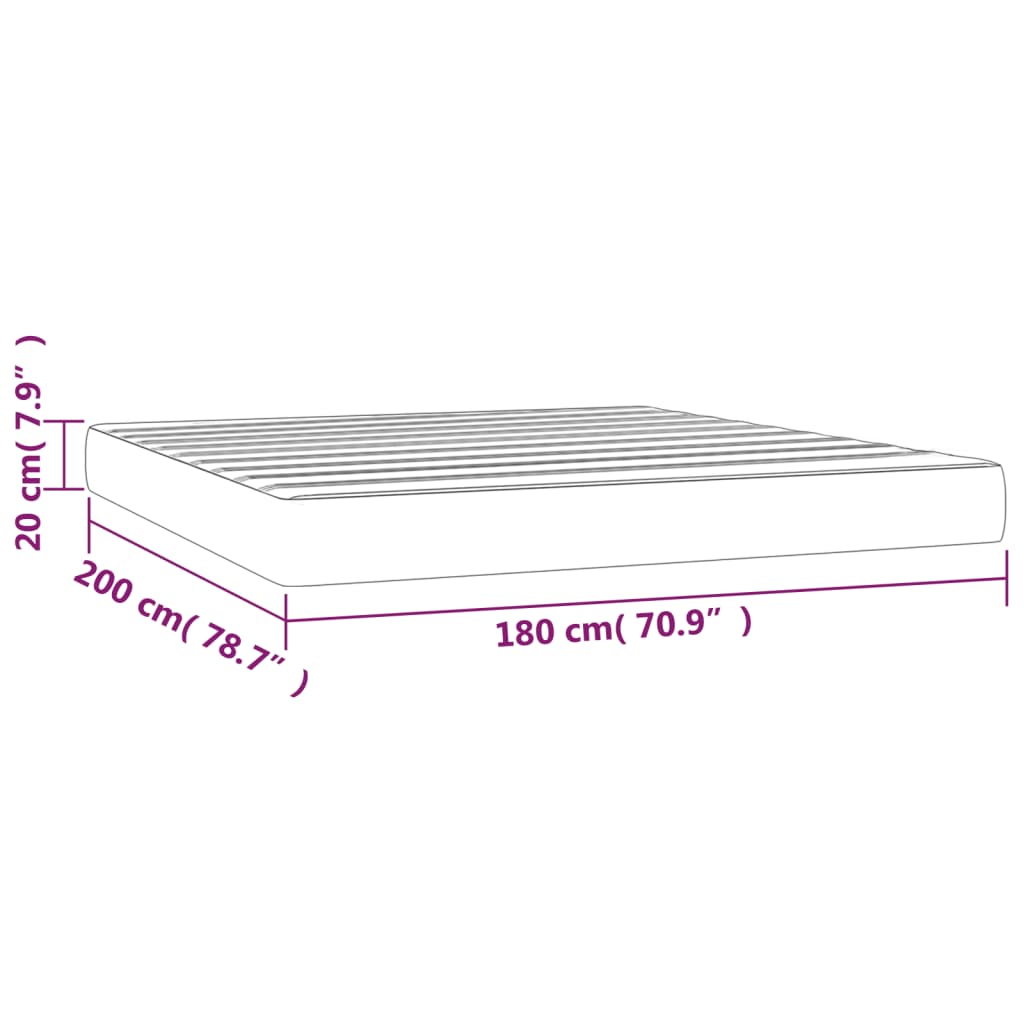 Spring bed mattress, light gray, 180x200x20 cm, textile