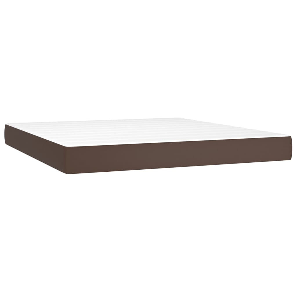 Spring bed mattress, brown, 180x200x20 cm, eco-leather