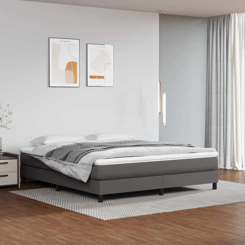 Spring bed mattress, gray, 180x200x20 cm, eco-leather