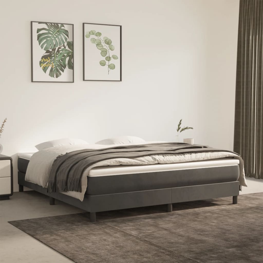 Spring bed mattress, dark grey, 180x200x20 cm, velvet