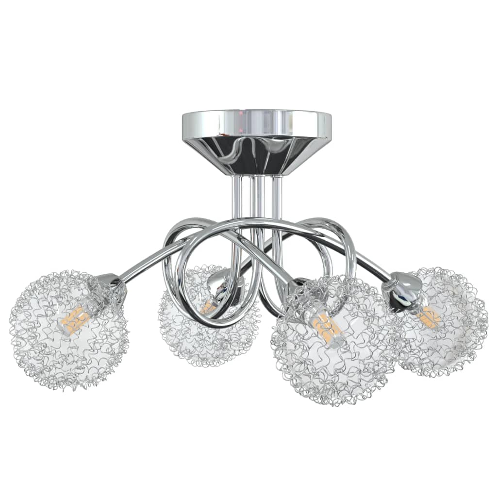 Ceiling lamp with wire mesh lampshades for 4 G9 LED bulbs