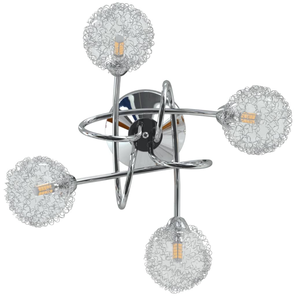 Ceiling lamp with wire mesh lampshades for 4 G9 LED bulbs