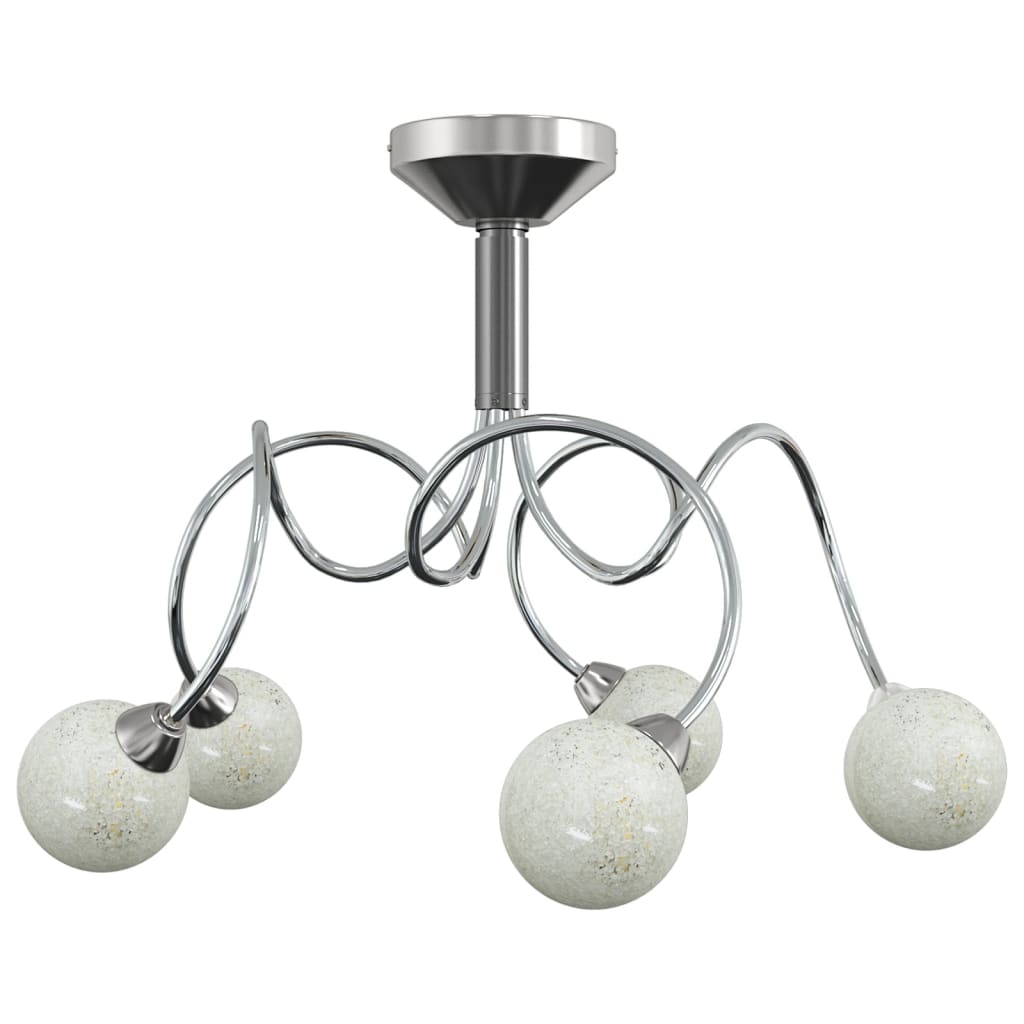 Ceiling lamp with round glass shades, 5 G9 LED bulbs