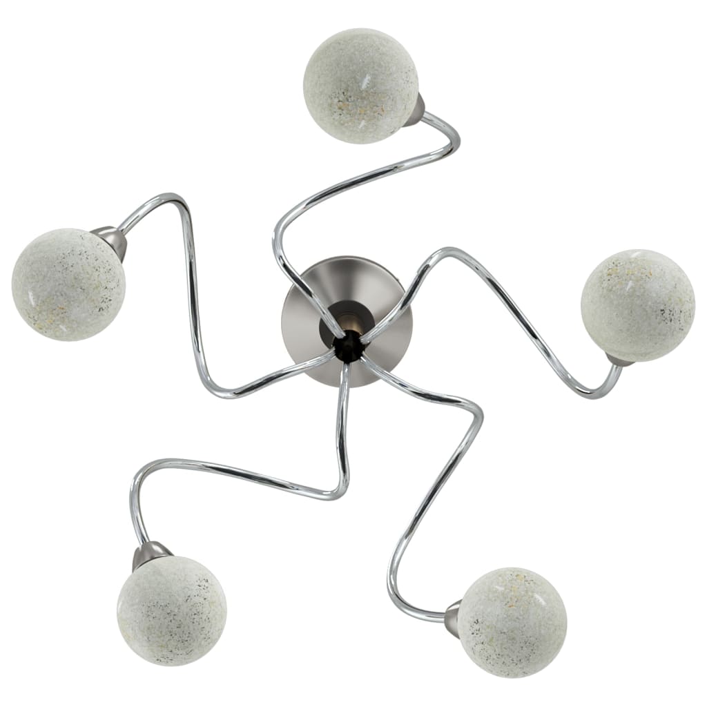 Ceiling lamp with round glass shades, 5 G9 LED bulbs