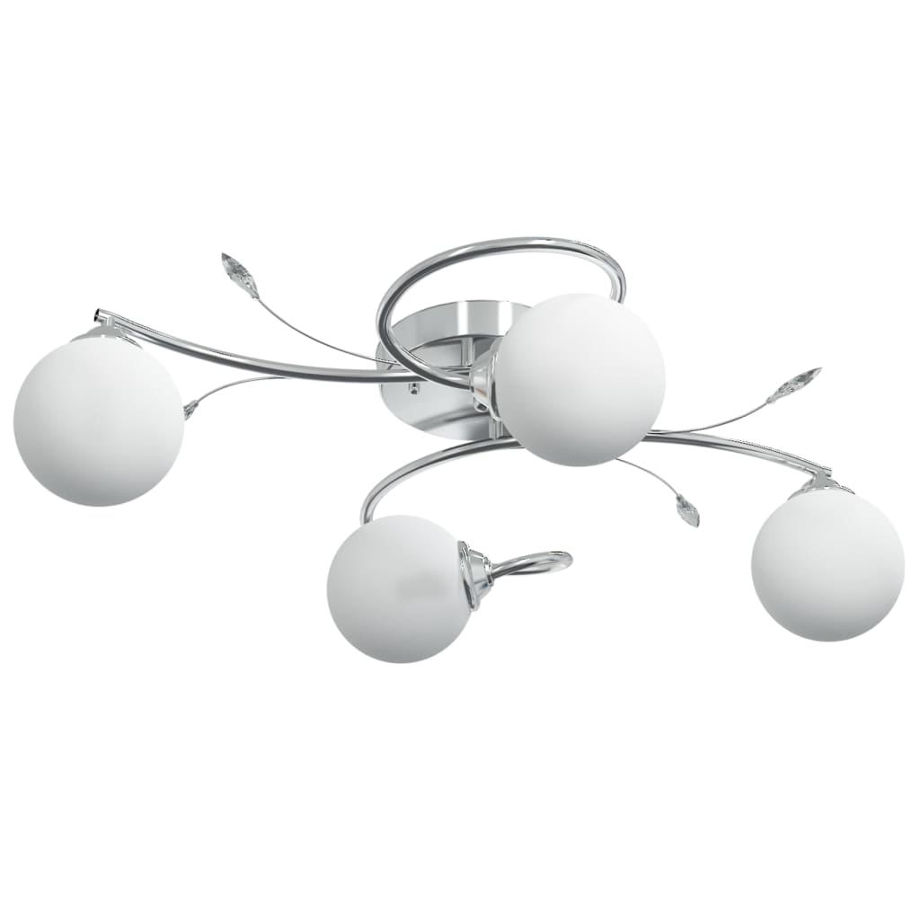 Ceiling lamp with spherical glass shades, 4 G9 LED bulbs