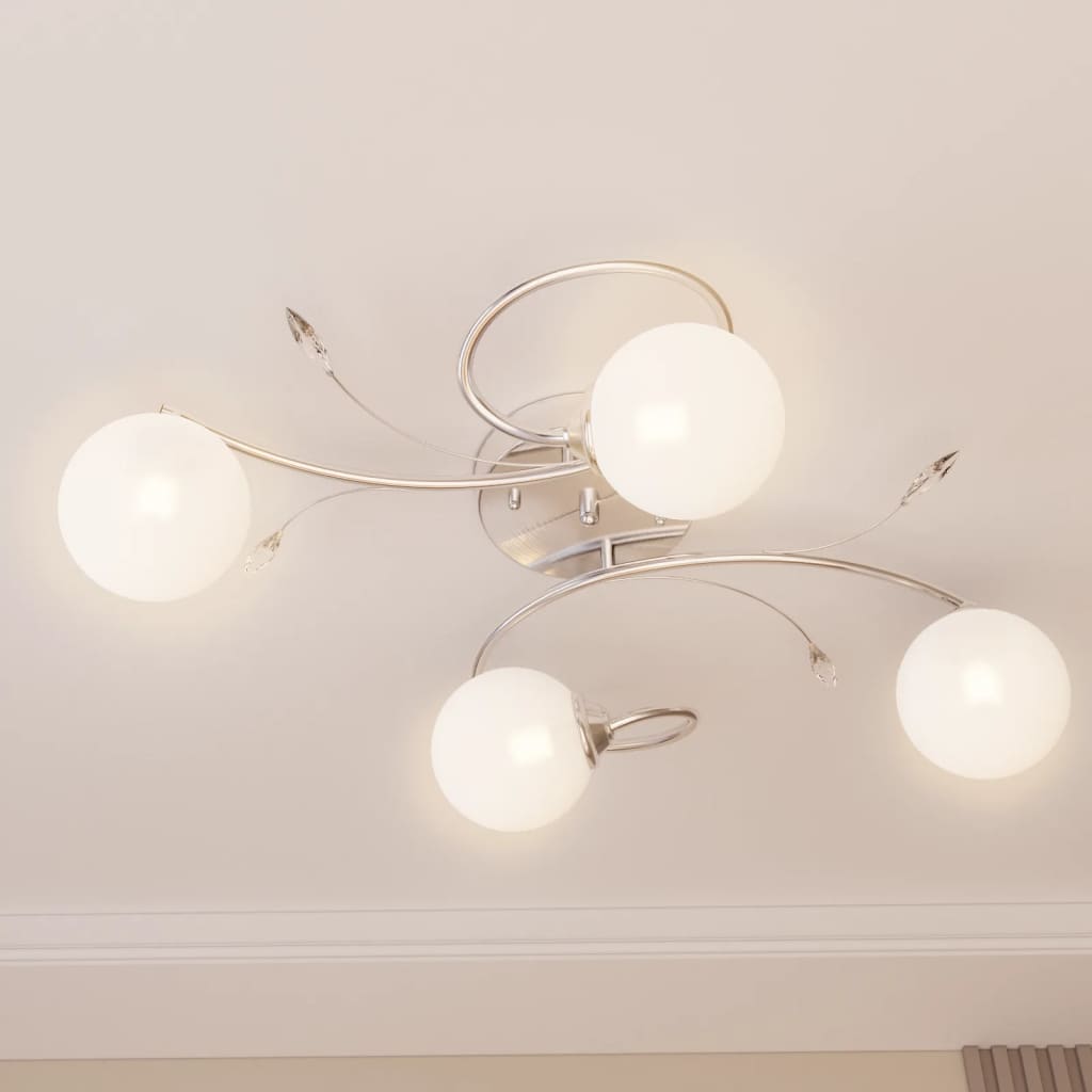 Ceiling lamp with spherical glass shades, 4 G9 LED bulbs