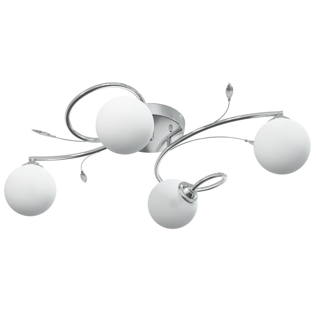 Ceiling lamp with spherical glass shades, 4 G9 LED bulbs