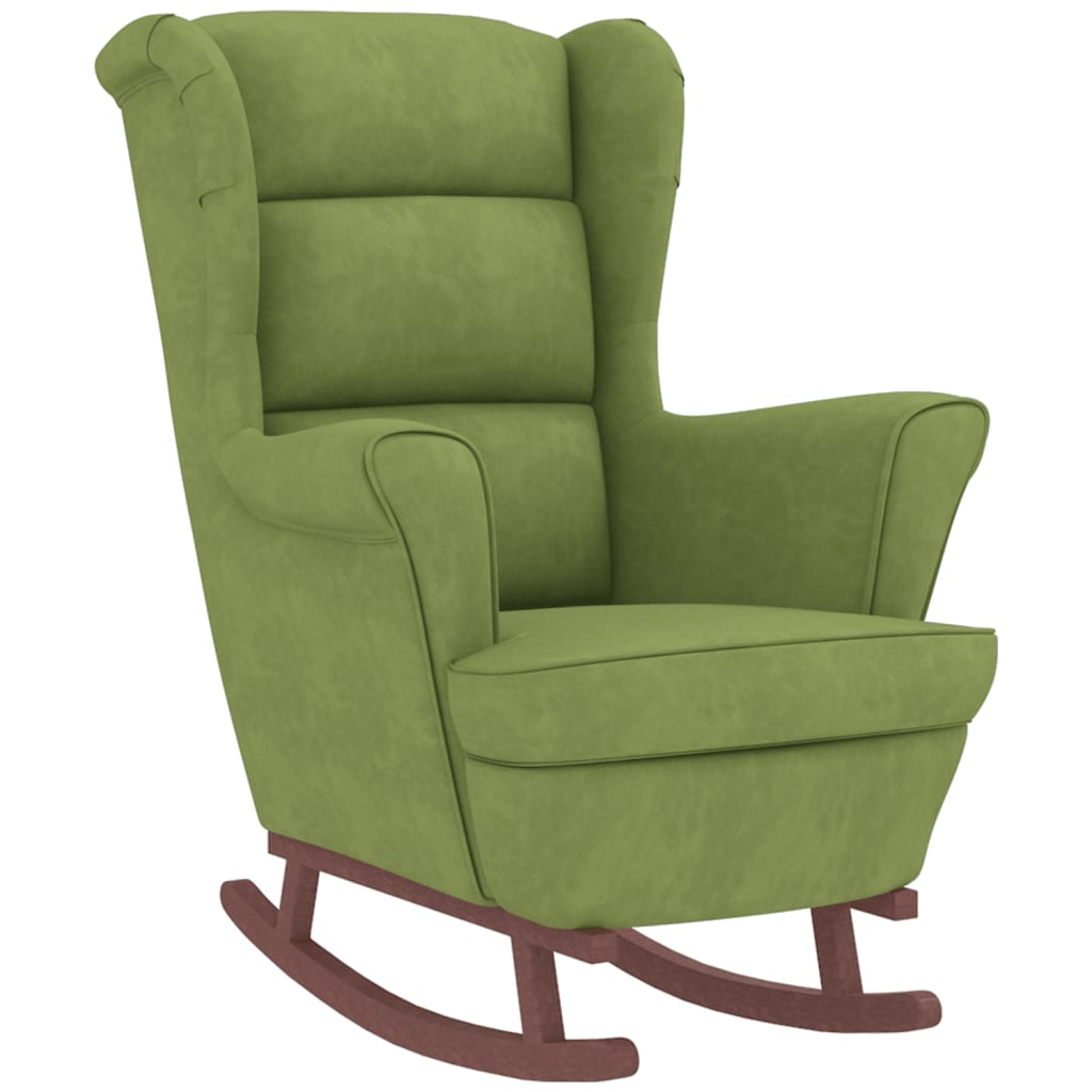 Rocking chair with wooden legs/light green velvet stool