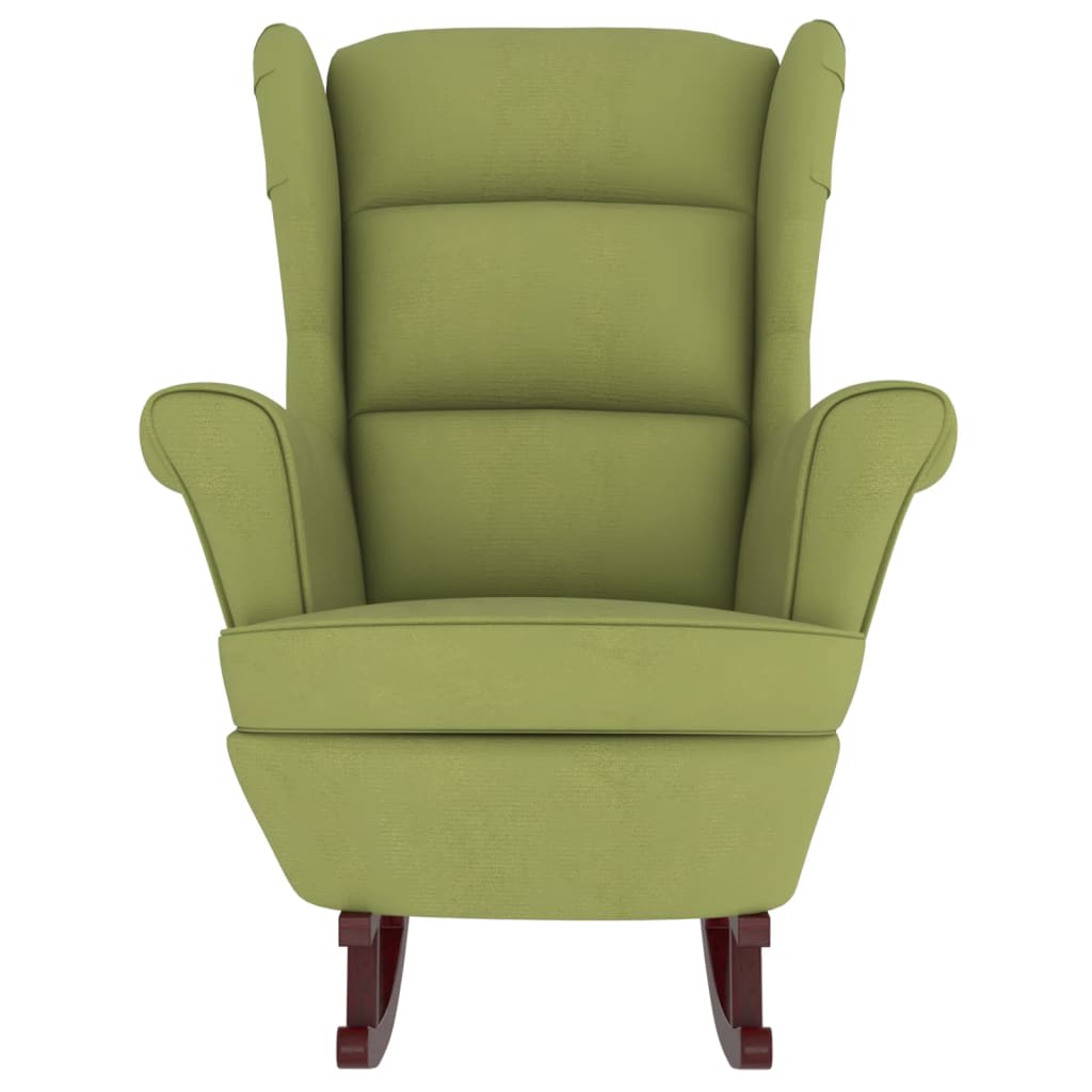 Rocking chair with wooden legs/light green velvet stool