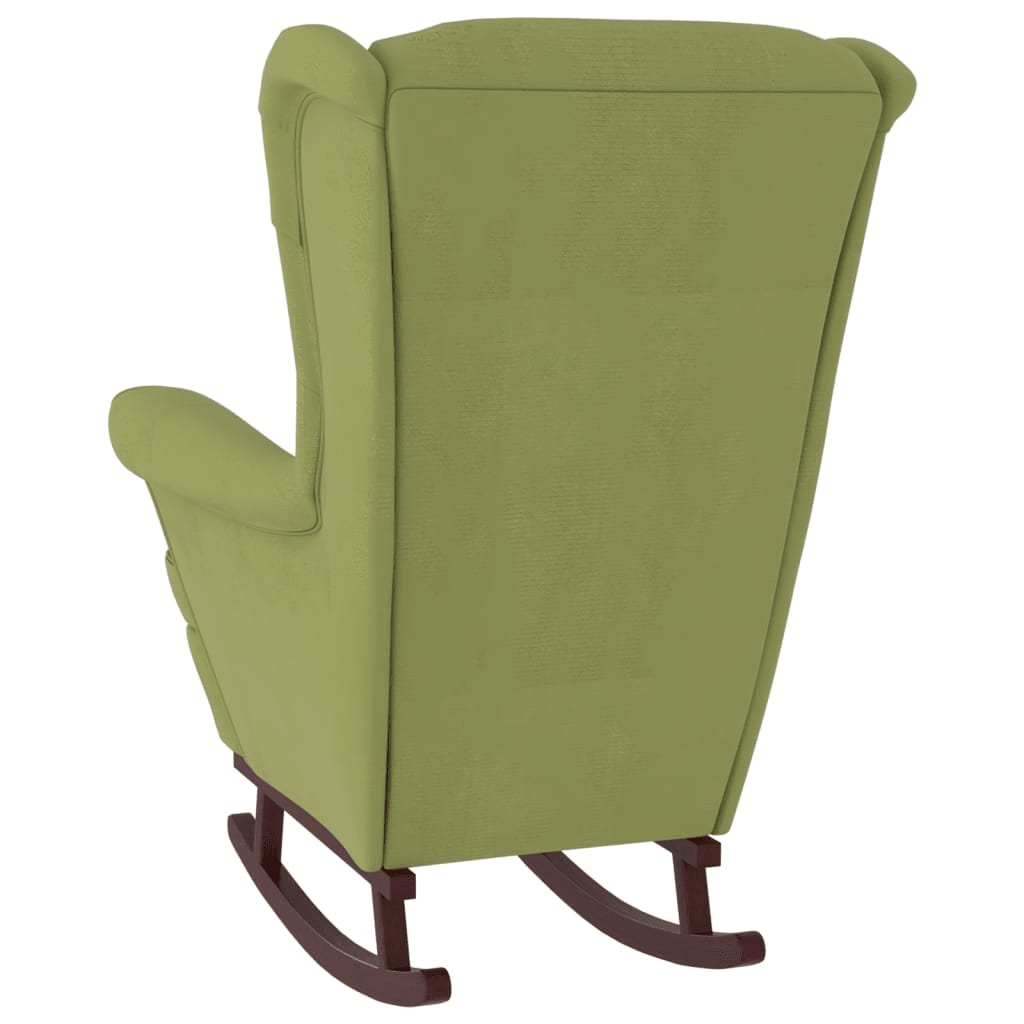 Rocking chair with wooden legs/light green velvet stool