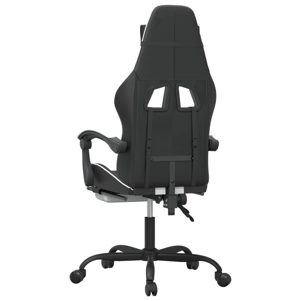 Swivel gaming chair/footrest black/white eco leather