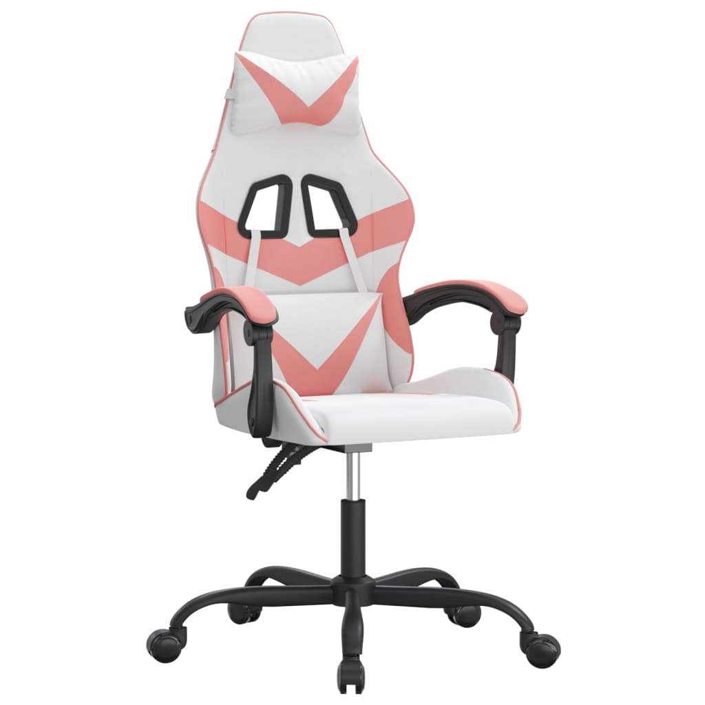 Swivel gaming chair, white and pink, eco-leather