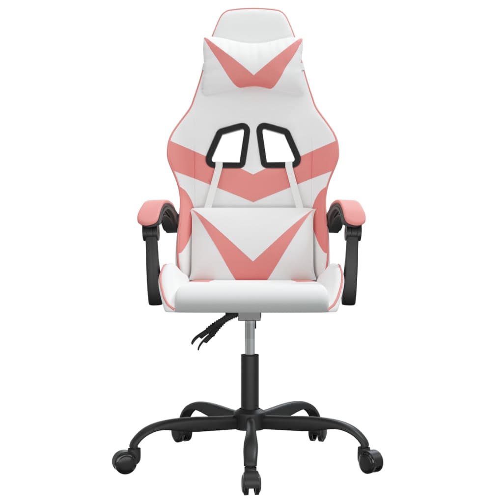 Swivel gaming chair, white and pink, eco-leather