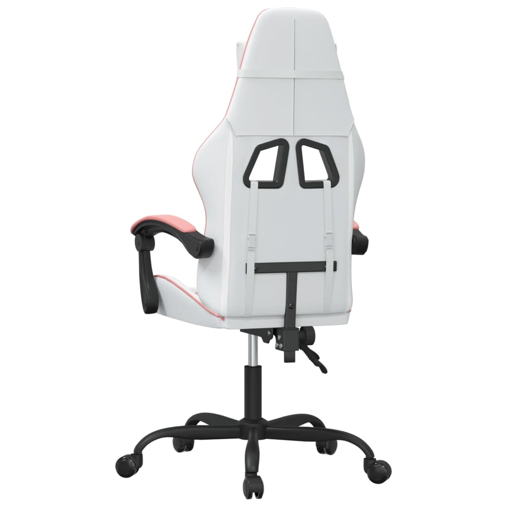 Swivel gaming chair, white and pink, eco-leather