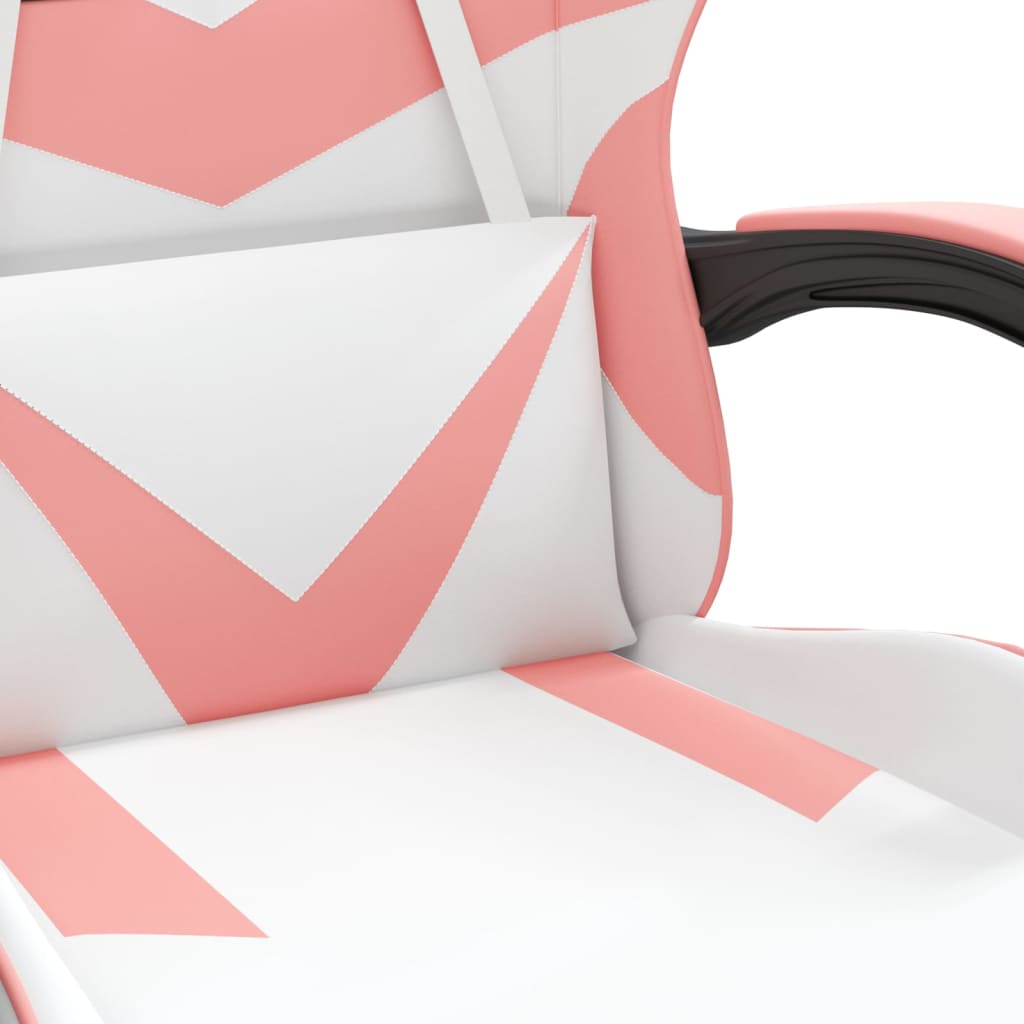 Swivel gaming chair, white and pink, eco-leather