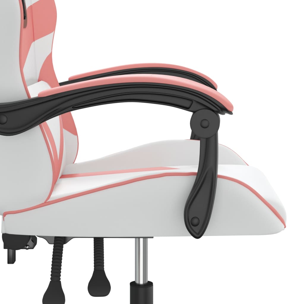 Swivel gaming chair, white and pink, eco-leather