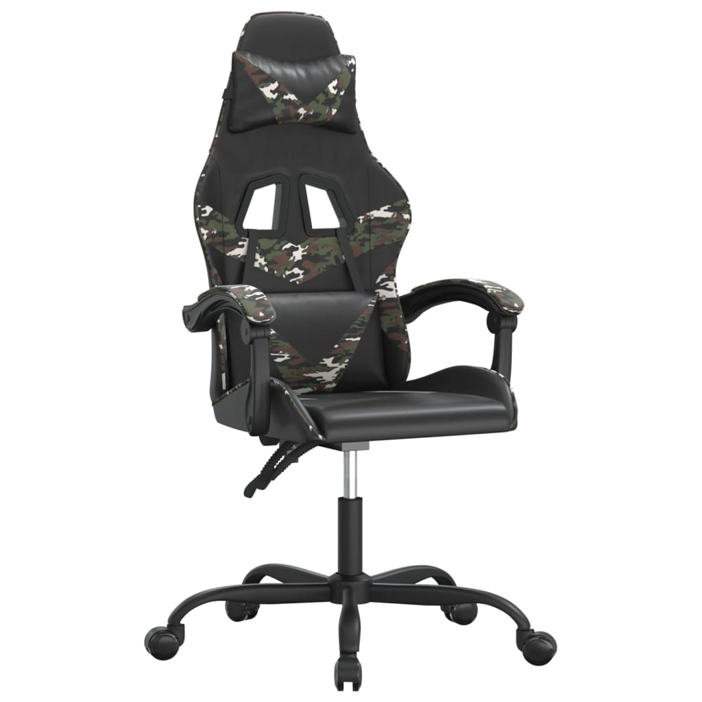 Swivel gaming chair, black and camouflage, eco-leather