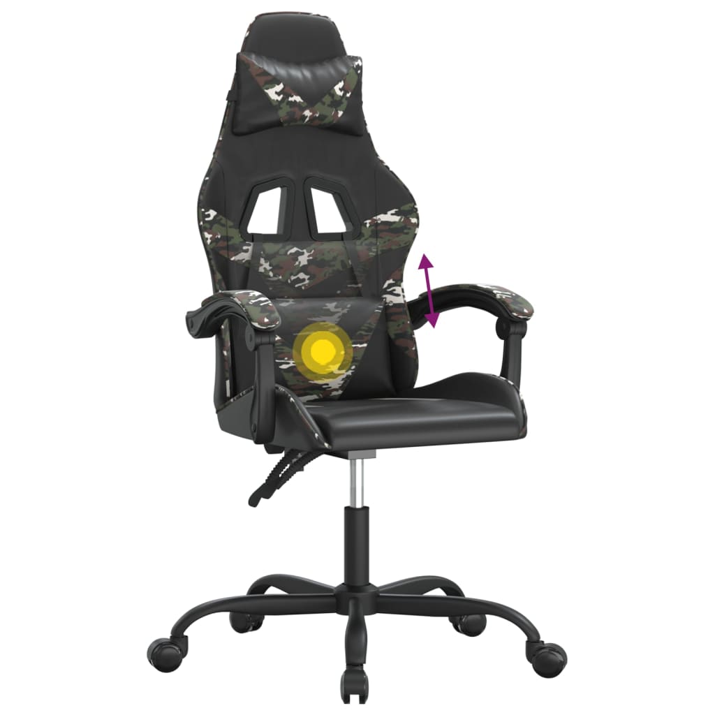 Swivel gaming chair, black and camouflage, eco-leather