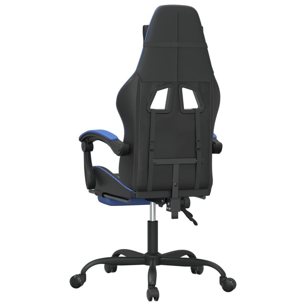 Swivel gaming chair/footrest black/blue eco leather