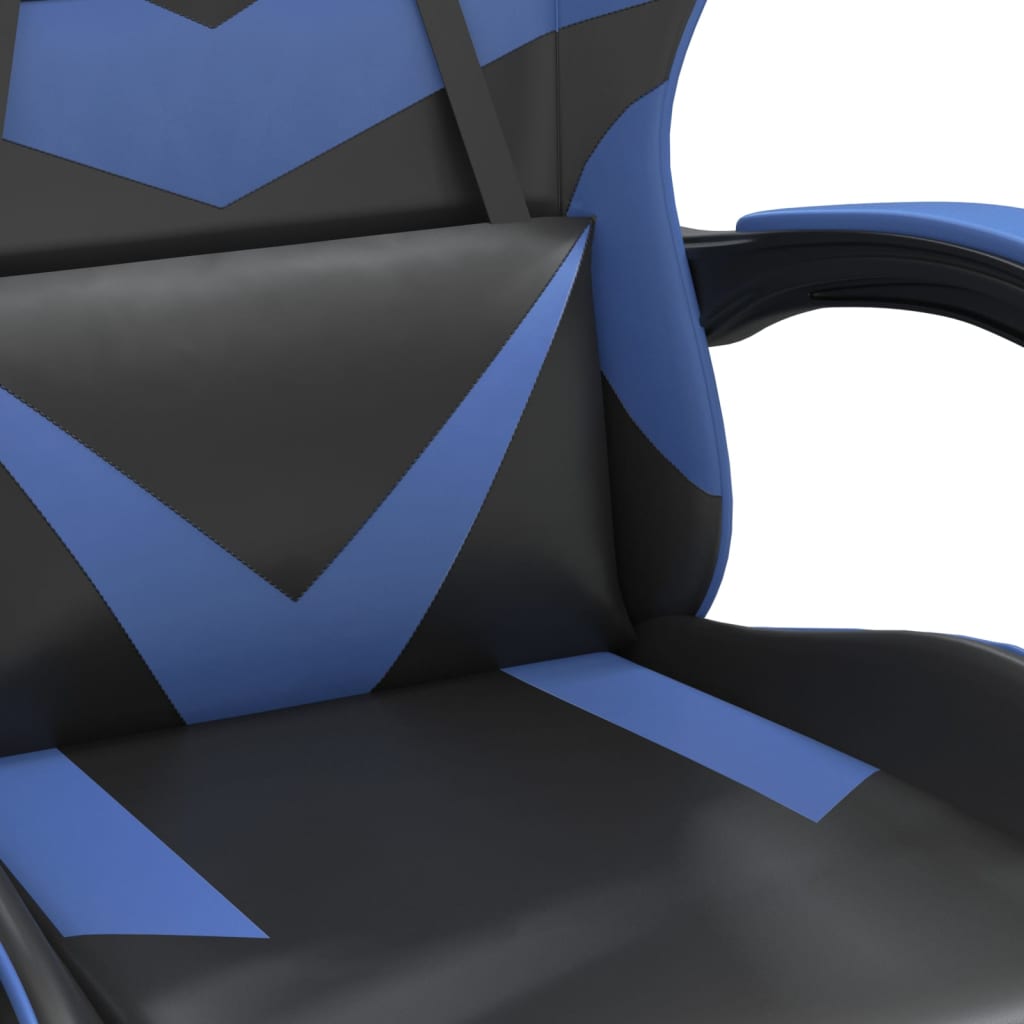 Swivel gaming chair/footrest black/blue eco leather