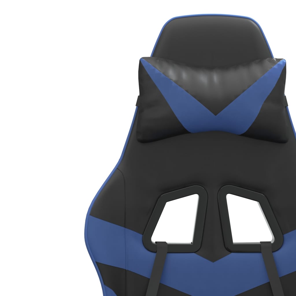 Swivel gaming chair/footrest black/blue eco leather