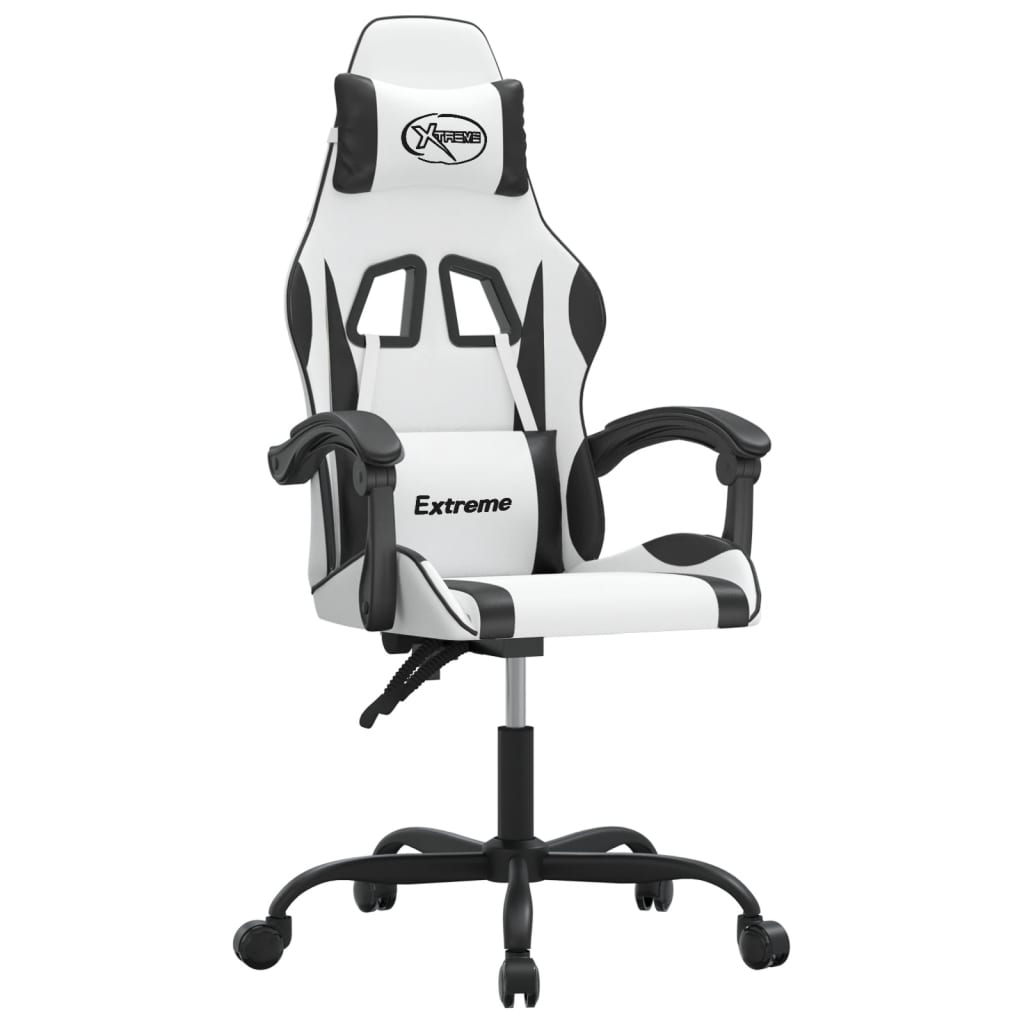 Swivel gaming chair, black and white, eco-leather