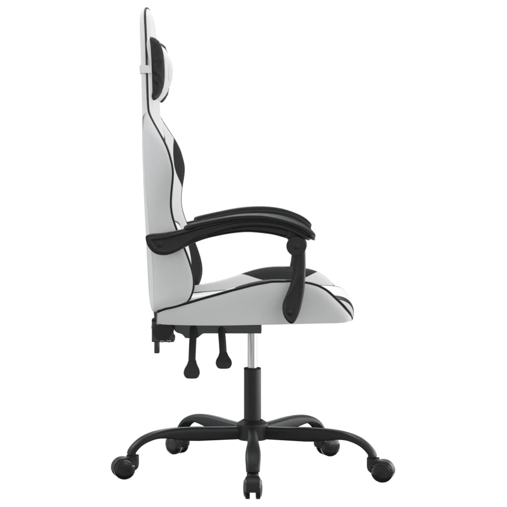 Swivel gaming chair, black and white, eco-leather