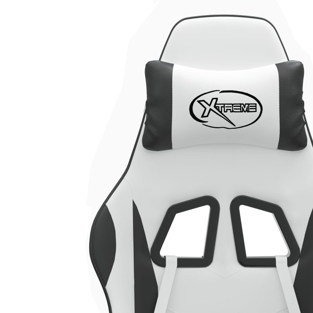 Swivel gaming chair, black and white, eco-leather