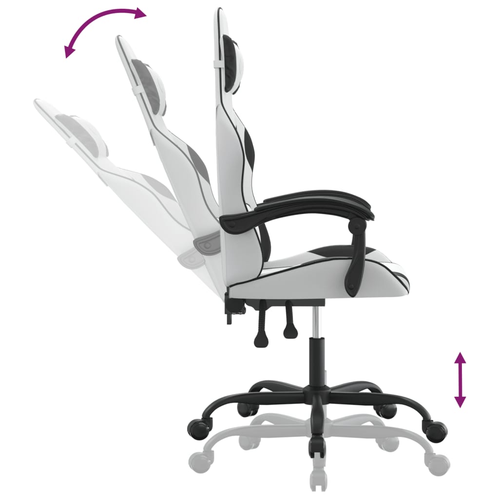 Swivel gaming chair, black and white, eco-leather